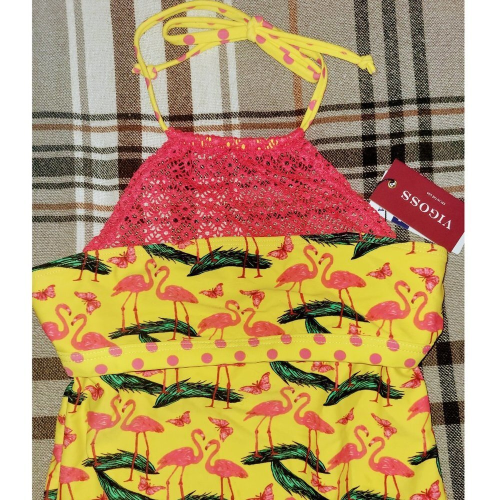 VIGOSS Girls Flamingo Besties 1Piece Bathing Suit - Picture 6 of 6